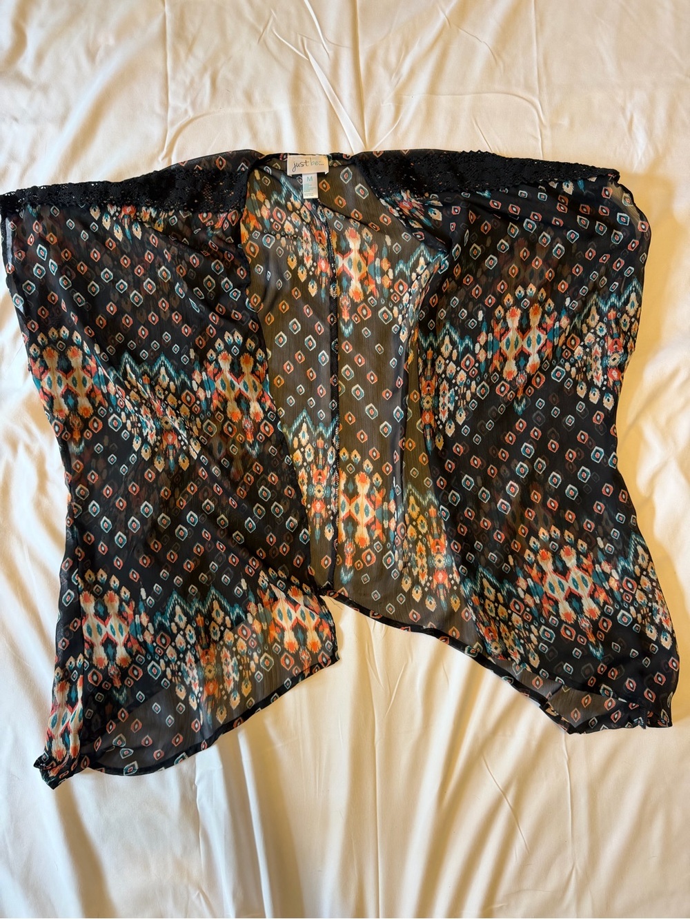 Print Sheer Kimono cardigan - Black Multi
